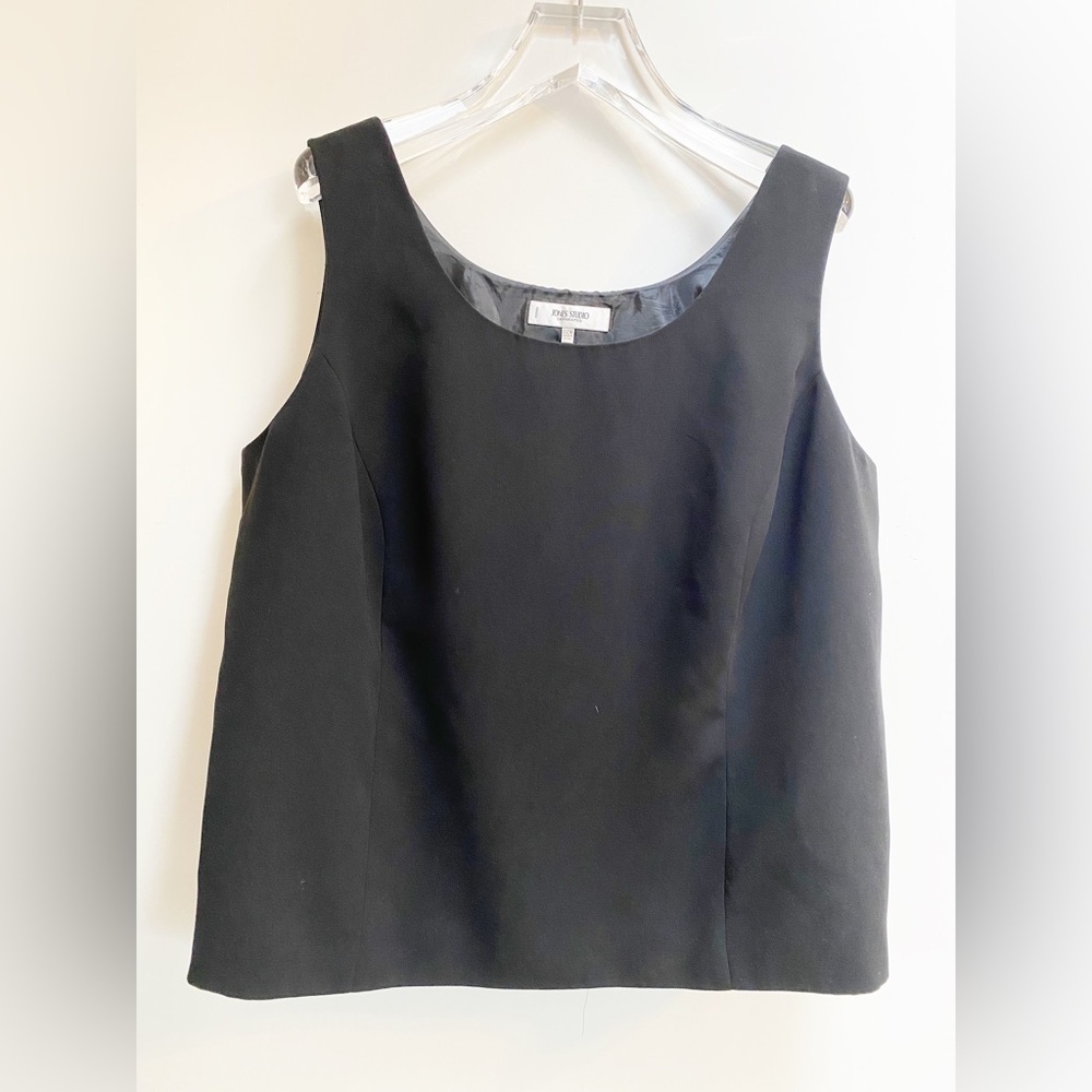 Jones Studio Separates Black Lined Top Business Sleeveless Office Hidden Zip